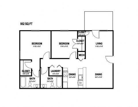 a floor plan of a house with a bedroom and a living room